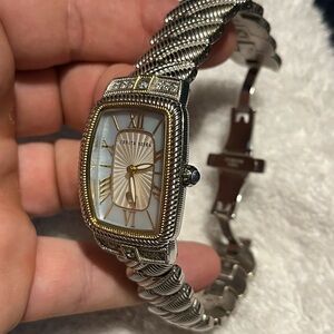Beautiful judith ripka w/topaz. Silver and Gold Two-Tone Watch m.o.p